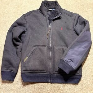 Vintage Polo Ralph Lauren Reverse Deep Pile Fleece Jacket Men's Size Medium Blue